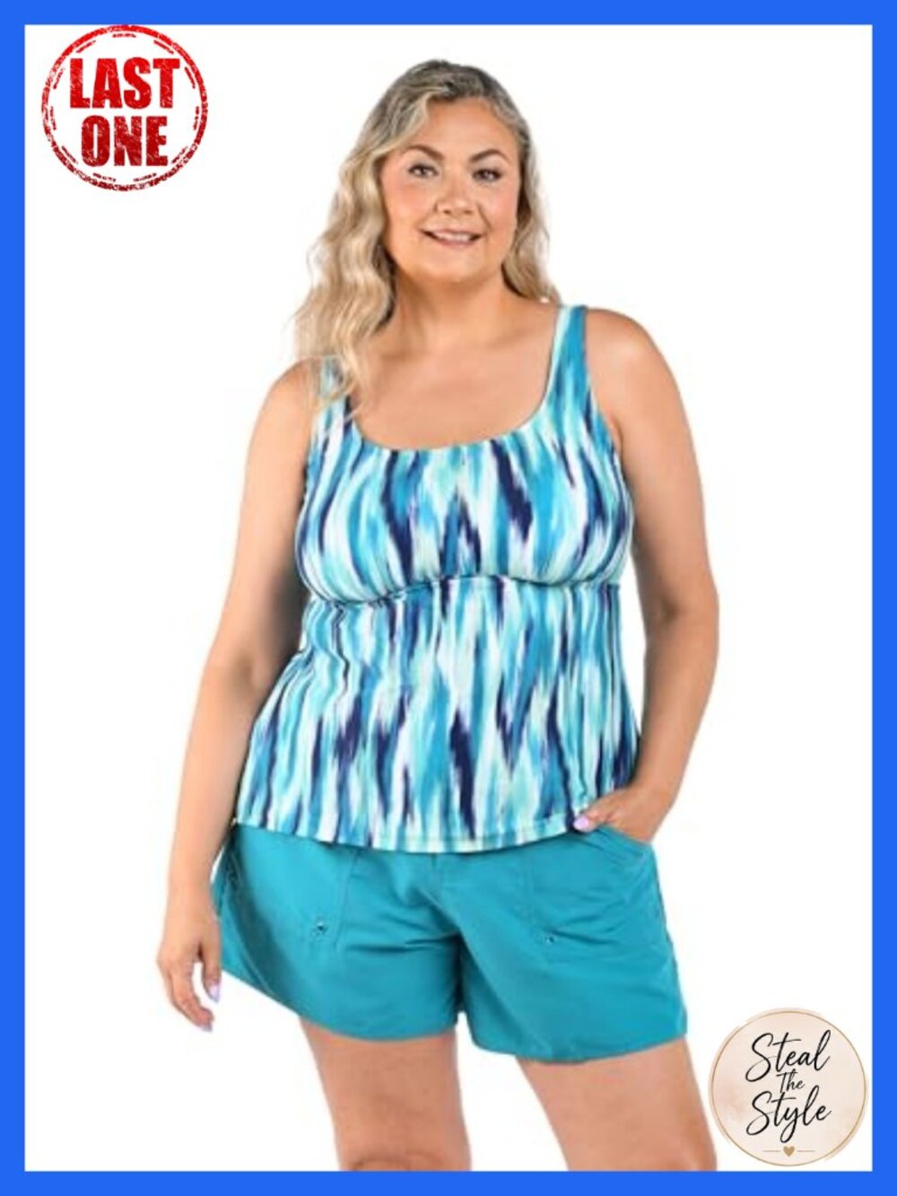 Scoop Neck Tankini Swimsuit Top with Adjustable Straps